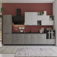 Cucina 360 cm antracite cemento fumo Pola Mira sinistra