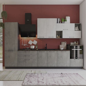 Cucina 360 cm antracite cemento fumo Pola Mira sinistra
