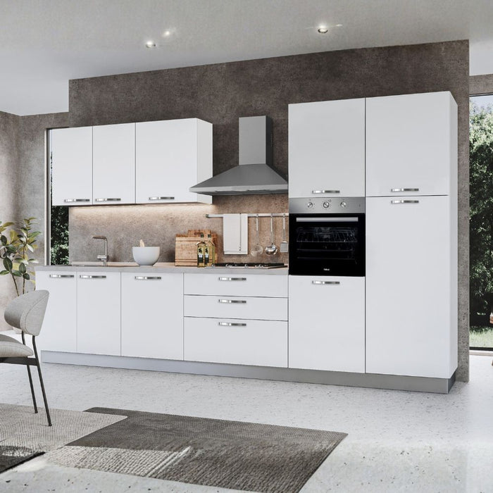 Cucina 360 cm con elettrodomestici Iris colore bianco opaco