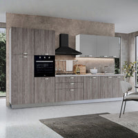 Cucina 360 cm con elettrodomestici Iris colore forest grigio e pensili grigio chiaro