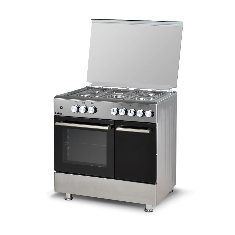 Cucina a gas 5 fuochi e forno elettrico Samet Ermete colore inox classe A