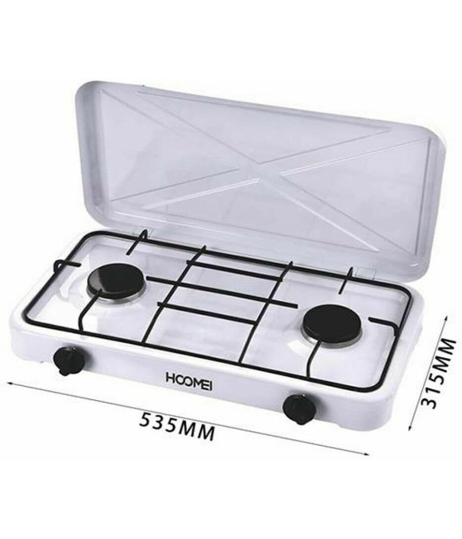 Cucina A Gas Fornello Piano Cottura Doppio 2 Fuochi Per Uso Interno Ed Esterno         