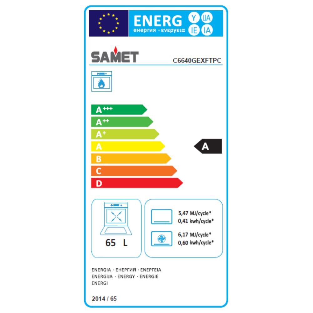 Cucina a gas Samet Stromboli 60x60 con forno a gas e grill elettrico – Nero Classe A