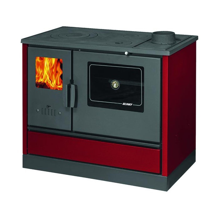 Cucina a Legna Blinky con forno Lina con Porta Vetro Rosso
