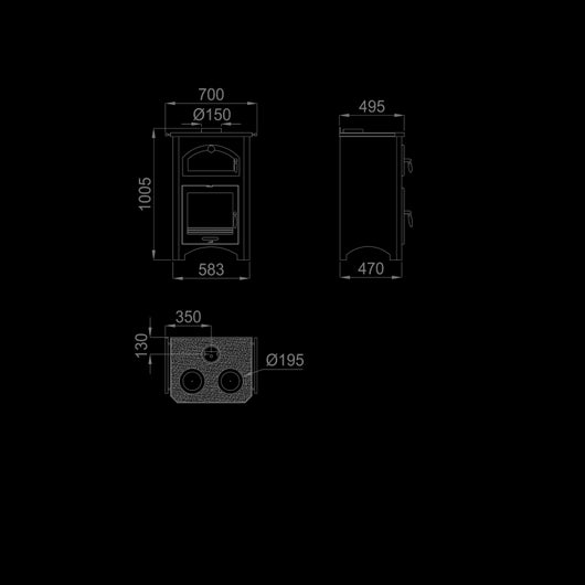 Cucina a Legna con Forno 700x470h1005 Monza 14 KW Bronpi
