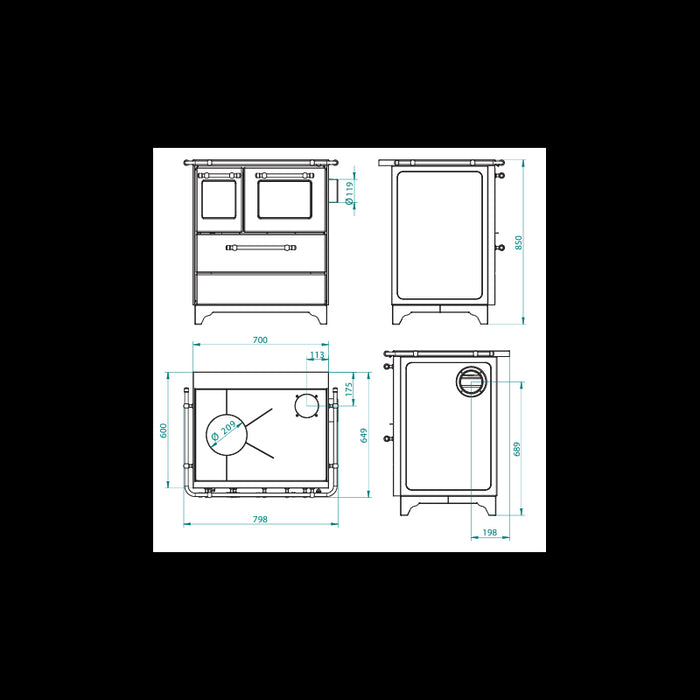 Cucina a Legna Royal Palazzetti New Betty 3,5 Bianco
