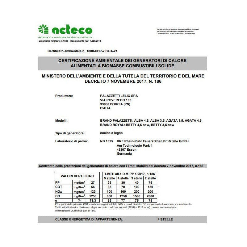 Cucina a Legna Royal Palazzetti New Betty 3,5 Bianco