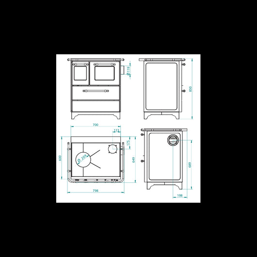 Cucina a Legna Royal Palazzetti New Betty 3,5 Nero