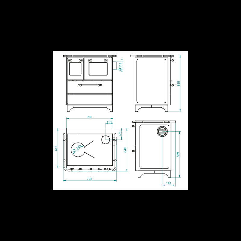 Cucina a Legna Royal Palazzetti New Betty 3,5 Nero