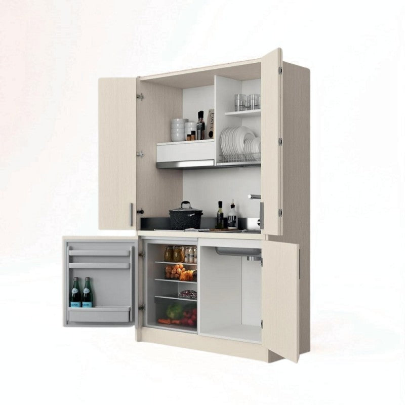 Cucina a scomparsa completa di elettrodomestici Fold betulla 125