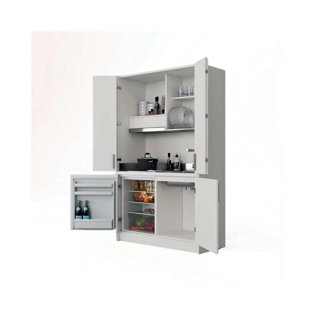 Cucina a scomparsa completa di elettrodomestici Fold bianco 125