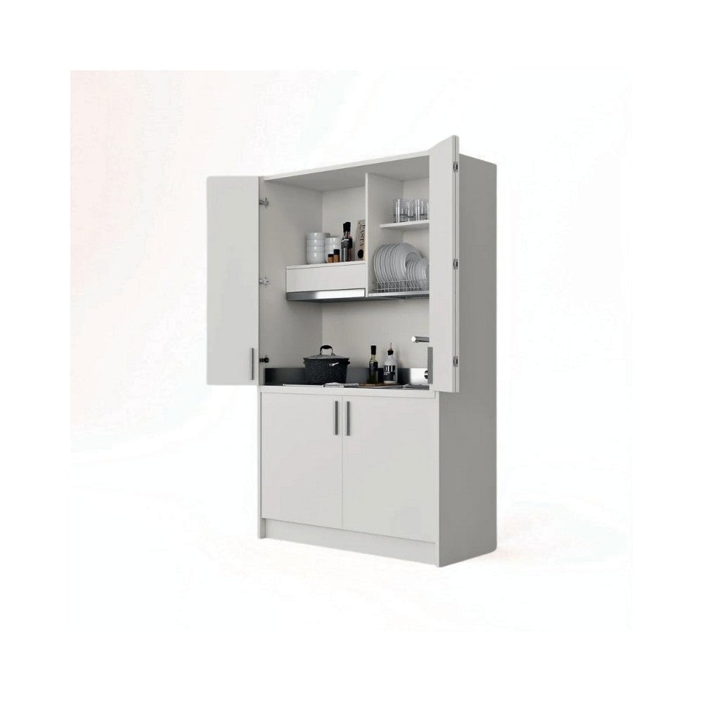 Cucina a scomparsa completa di elettrodomestici Fold bianco 125