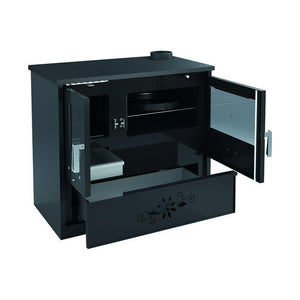 Cucina blinky a legna con forno, fiorella porta vetro, antracite