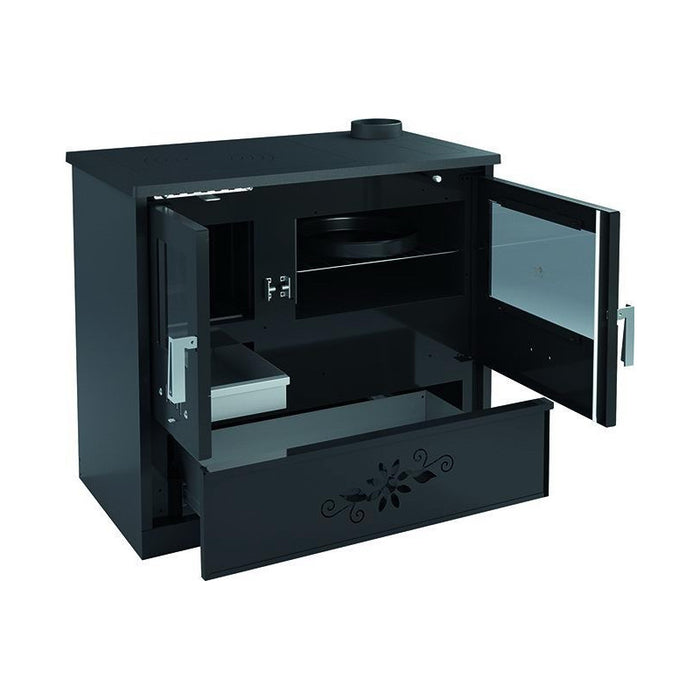 Cucina blinky a legna con forno, fiorella porta vetro, antracite