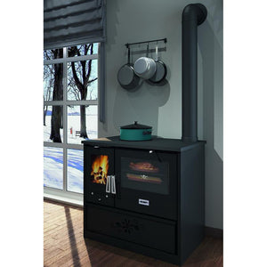 Cucina blinky a legna con forno, fiorella porta vetro, antracite