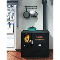 Cucina blinky a legna con forno, fiorella porta vetro, antracite