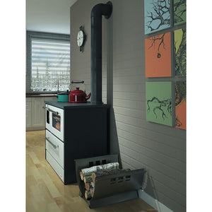 Cucina blinky a legna con forno, giusy porta vetro, bianca