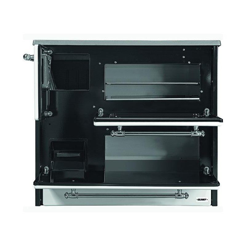 Cucina blinky a legna con forno, giusy porta vetro, bianca