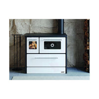 Cucina blinky a legna con forno, giusy porta vetro, bianca