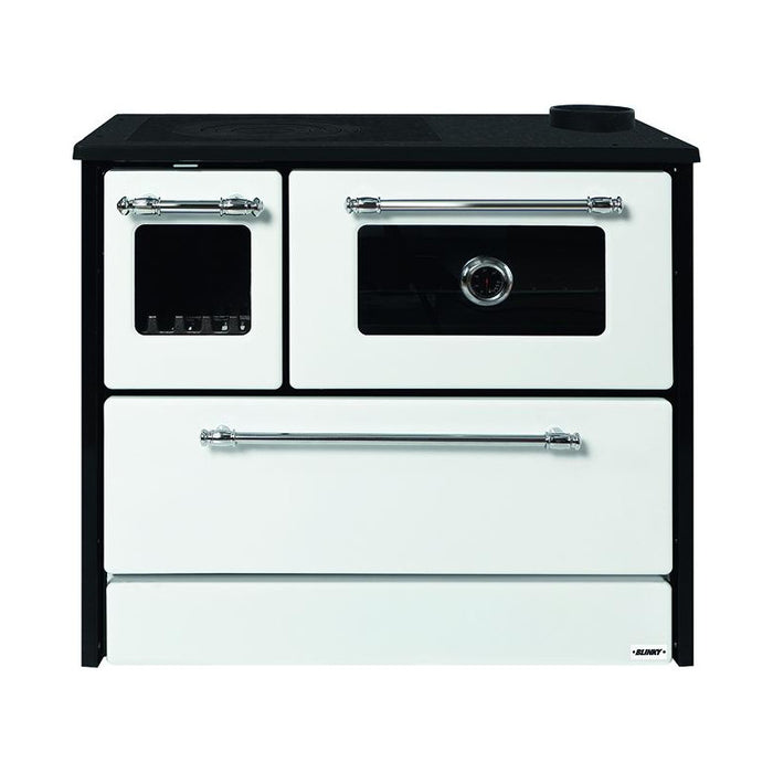 Cucina blinky a legna con forno, giusy porta vetro, bianca