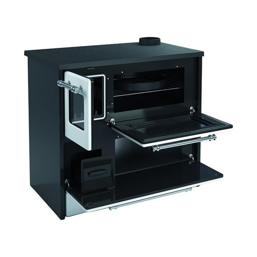 Cucina blinky a legna con forno, giusy porta vetro, bianca