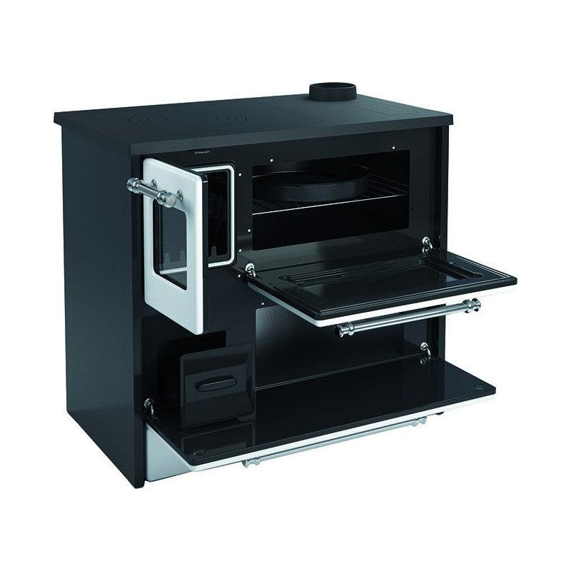 Cucina blinky a legna con forno, giusy porta vetro, bianca