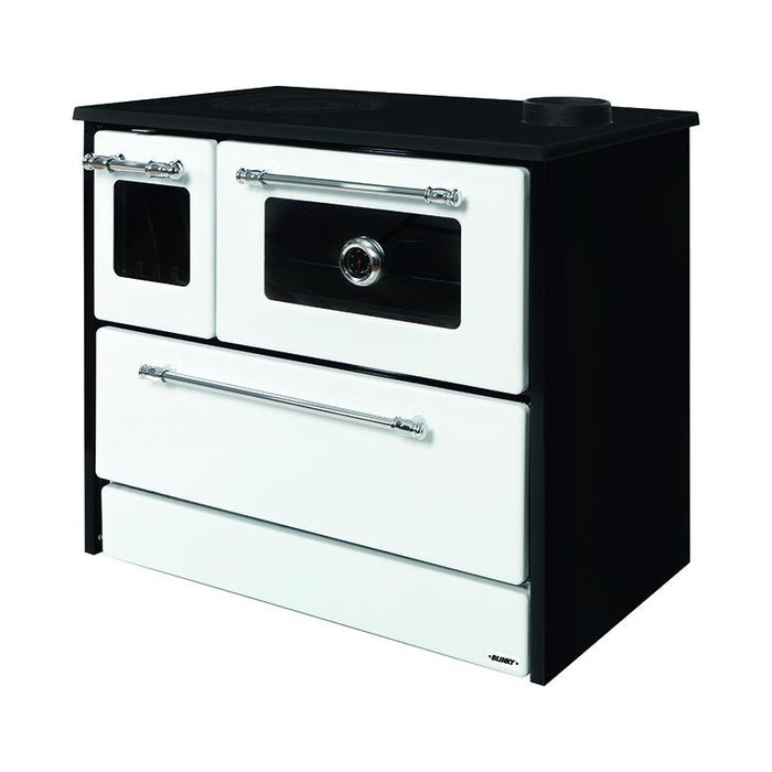 Cucina blinky a legna con forno, giusy porta vetro, bianca