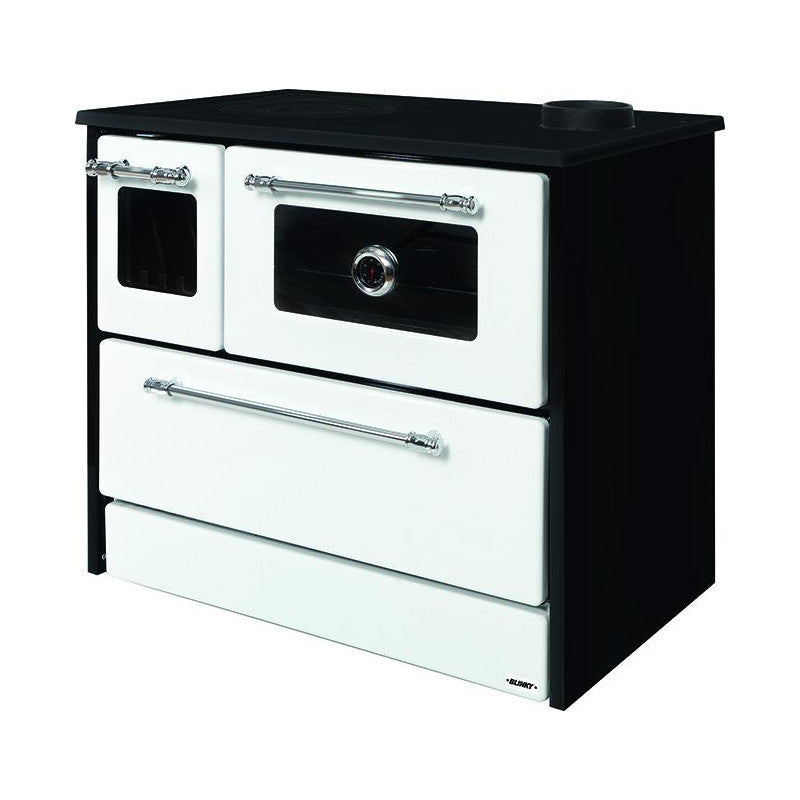 Cucina blinky a legna con forno, giusy porta vetro, bianca