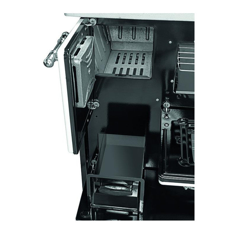 Cucina blinky a legna con forno, giusy porta vetro, bianca