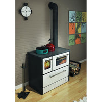 Cucina blinky a legna con forno, giusy porta vetro, bianca