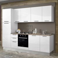 Cucina completa con lavastoviglie 270x217H Folk bianco lucido