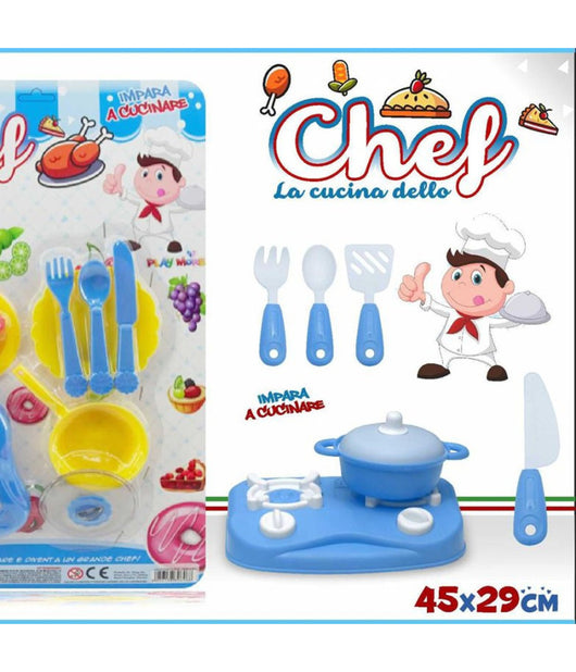 Cucina Dello Chef Cuoco Gioco Con Accessori Blister Bimbo Giochi Giocattolo         