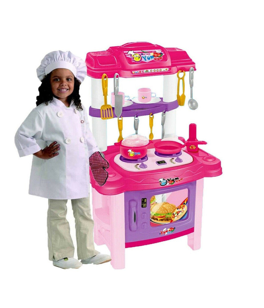 Cucina Giocattolo Bambini 72cm 18 Accessori Maya Luci Suoni Forno Fornello         
