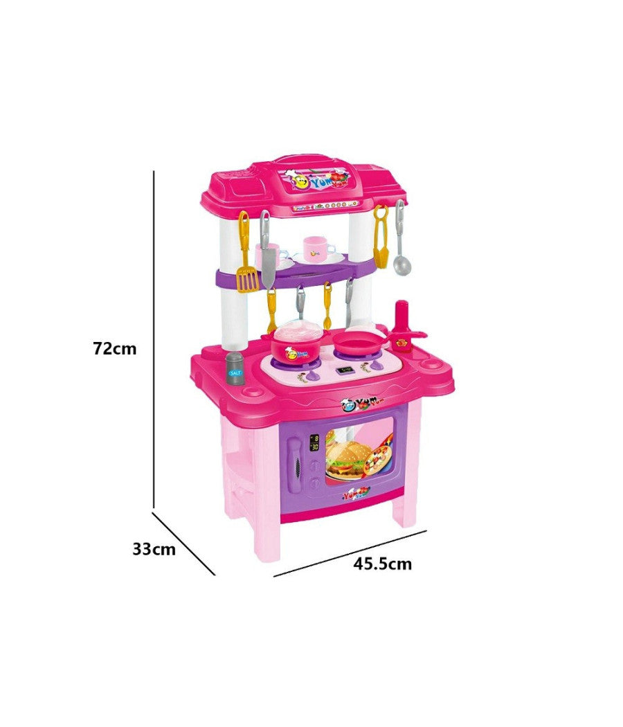 Cucina Giocattolo Bambini 72cm 18 Accessori Maya Luci Suoni Forno Fornello         