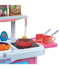 Cucina Giocattolo Bambini Fornello Luci Suoni Richiudibile In Trolley Accessori         