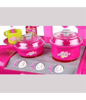 Cucina Giocattolo Bambini Richiudibile In Trolley Fornello Luci Suoni Accessori Azzurro         