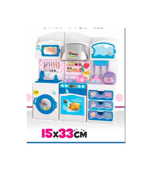 Cucina Giocattolo Per Bambini Piccoli Cuochi Con Lavatrice Frigobar Cassetti         