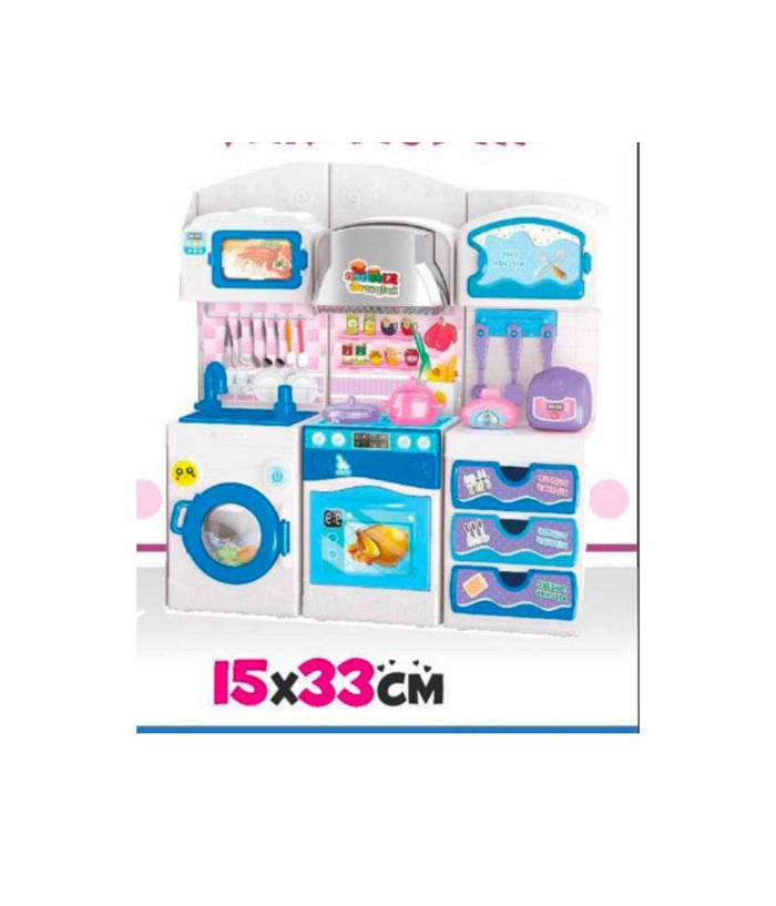 Cucina Giocattolo Per Bambini Piccoli Cuochi Con Lavatrice Frigobar Cassetti         
