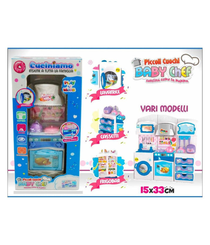 Cucina Giocattolo Per Bambini Piccoli Cuochi Con Lavatrice Frigobar Cassetti         