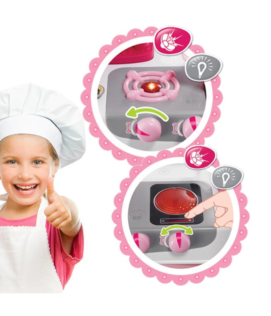 Cucina Per Bambine Giocattolo 31 Accessori Con Stoviglie Luci Suoni Altezza 70cm         