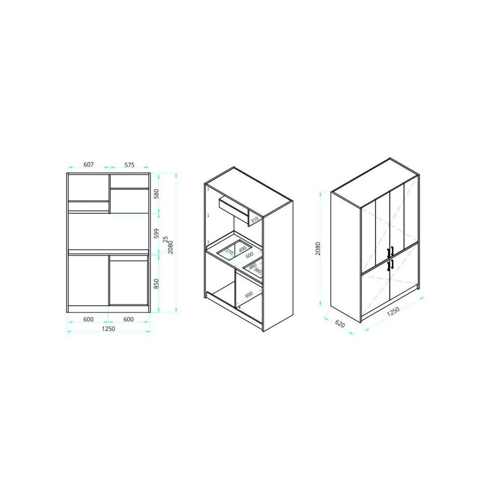 Cucina salvaspazio a scomparsa Fold Evolution colore antracite e elettrodomestici inclusi 125x62x208H