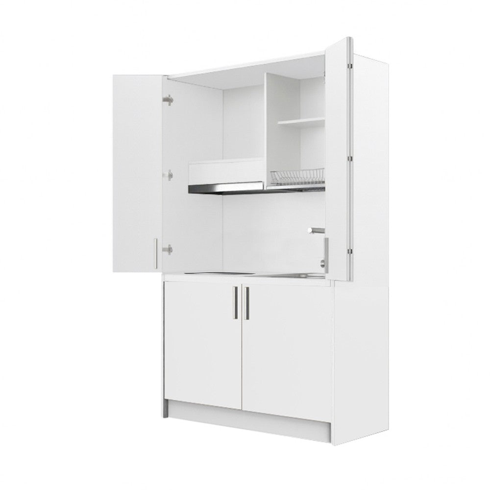 Cucina salvaspazio a scomparsa Fold Evolution colore bianco e elettrodomestici inclusi 125x62x208H