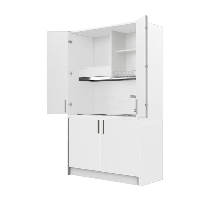 Cucina salvaspazio a scomparsa Fold Evolution colore bianco e elettrodomestici inclusi 125x62x208H