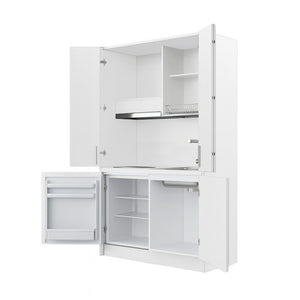 Cucina salvaspazio a scomparsa Fold Evolution colore bianco e elettrodomestici inclusi 125x62x208H