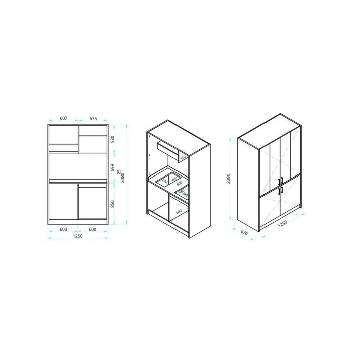Cucina salvaspazio a scomparsa Fold Evolution colore rovere e elettrodomestici inclusi 125x62x208H
