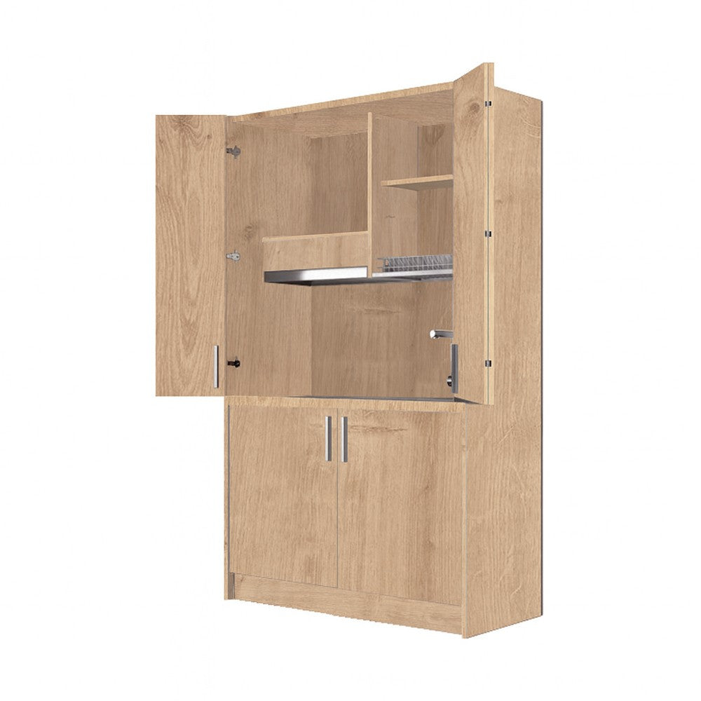 Cucina salvaspazio a scomparsa Fold Evolution colore rovere e elettrodomestici inclusi 125x62x208H