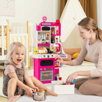 Cucina per gioco di finzione con suoni e luci realistici e 54 accessori, Set cucina giocattolo per bambini 3+ anni Rosa-Cucine giocattoli
