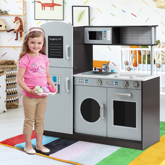Cucina giocattolo per bambini con accessori personalizzati manopole, Cucina verticale in legno-Cucine giocattoli