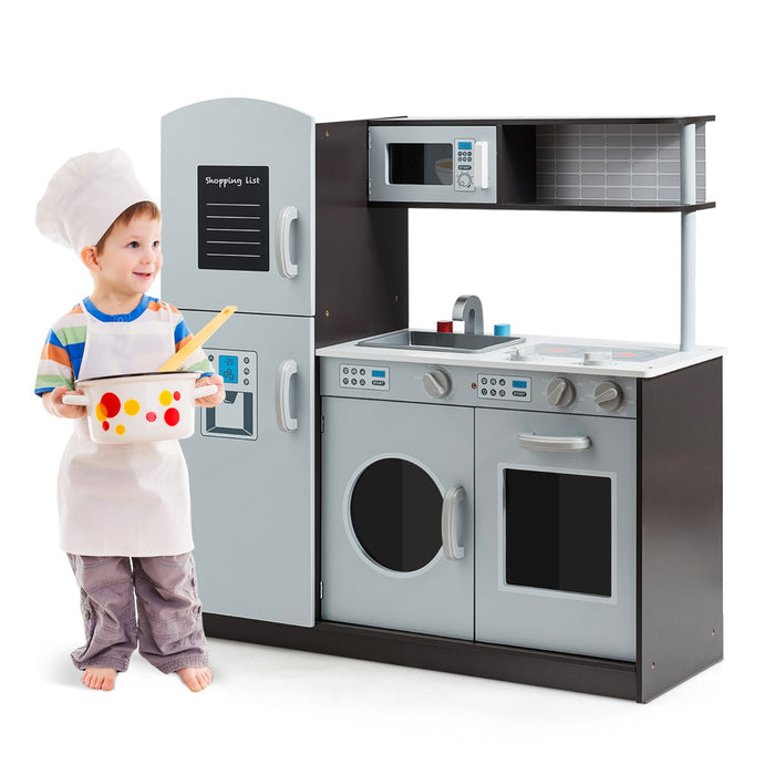 Cucina giocattolo per bambini con accessori personalizzati manopole, Cucina verticale in legno-Cucine giocattoli