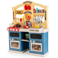 Cucina giocattolo 42 pezzi con effetti vapore e acqua in ebollizione, Cucinetta per bambini 3 anni+ Blu-Cucine giocattoli